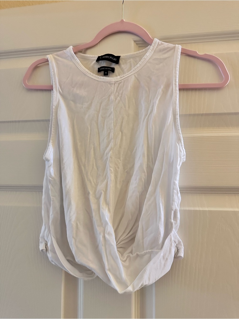 Carbon38 White Twist-Front Muscle Tank